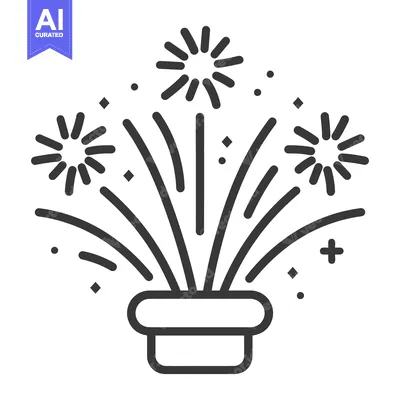 Aset desain premium: A black and white illustration of exploding fireworks display