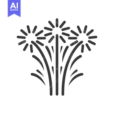 Aset premium populer: A stylized depiction of three radiant bursts of fireworks