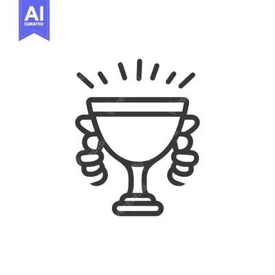 Aset premium populer: An illustrated award cup is being held with hands