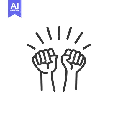 Aset premium populer: Two clenched fists are raised with lines of expression around them