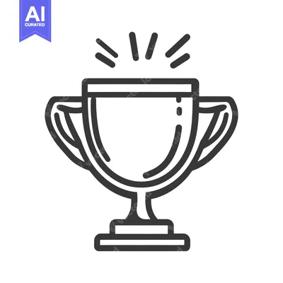 Premium design asset: A simple line drawing showing a trophy with radiating lines