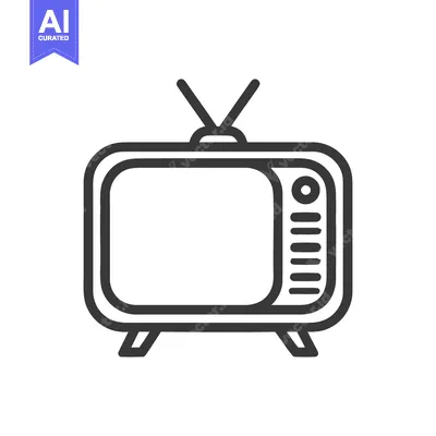 Aset premium populer: Retro Television Icon: Classic Design with Antenna and Rounded Edges