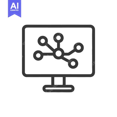 Network Visualization: Computer Monitor Displaying Connected Nodes Ico