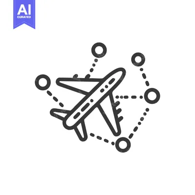 Aset desain premium: Airplane Icon with Connected Nodes: Global Travel Network Concept