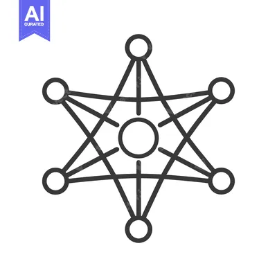 Aset premium populer: A simple six pointed geometric star with connected circles