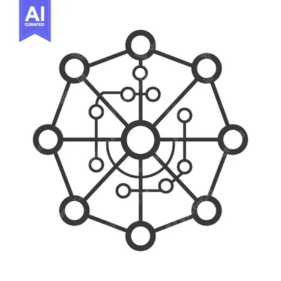 Aset desain premium: A geometric design of interconnected circles and lines