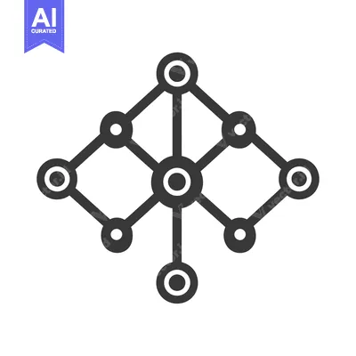 Aset desain premium: A diagram depicting a connection network of linked circles and lines