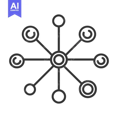 Aset desain premium: A simple graphical illustration of a central hub with connections