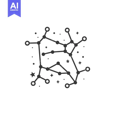 A simplistic black and white representation of a constellation in spac
