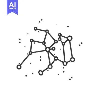 Aset desain premium: A black constellation graphic with connected dots and lines