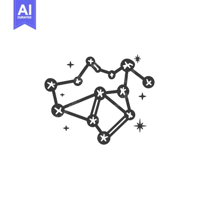 Aset desain premium: A stylized illustration of a constellation with stars in space