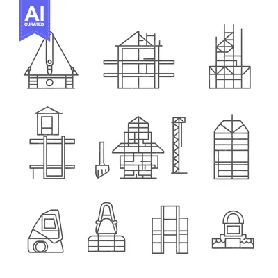 Aset desain premium: Construction and Building Icon Set