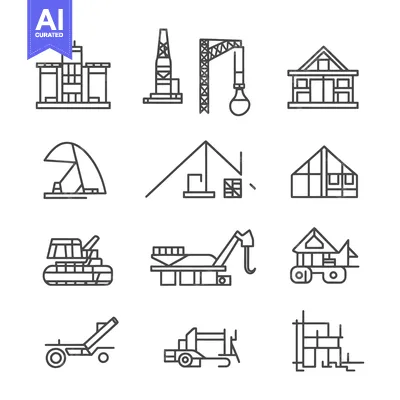 Aset premium populer: Construction and Building Industry Icon Set