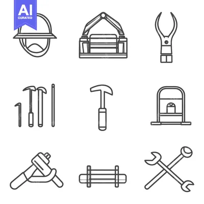 Popular premium asset: Outlined Tools and Equipment for Construction and Related Industries