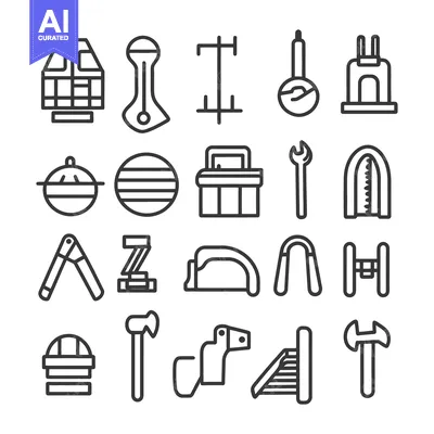 Aset desain premium: A Collection of Industrial Tools and Hardware Illustrations