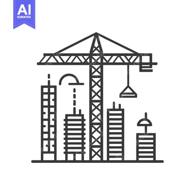 Aset desain premium: Construction Crane Lifting Building Materials