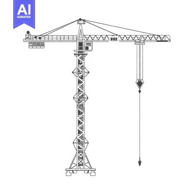 Premium design asset: Construction Crane with a Suspended Bucket