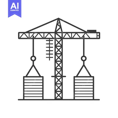 Aset desain premium: Construction Crane with Two Suspended Loads
