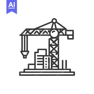 Popular premium asset: Minimalist Construction Crane Icon with Cityscape Silhouette in Black