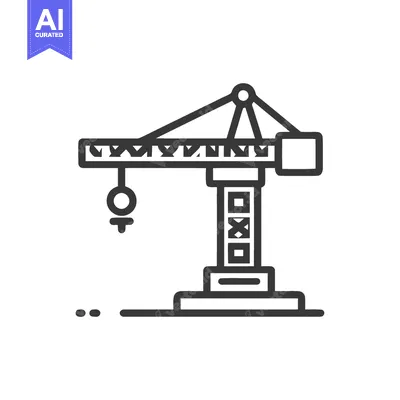 Popular premium asset: Minimalist Construction Crane Icon: Bold Outline, Geometric Design on