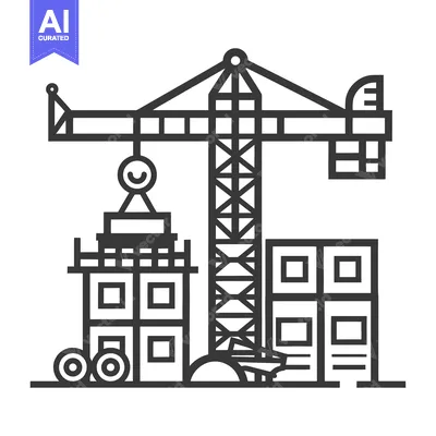 Aset premium populer: Construction site featuring a tall crane and buildings in progress