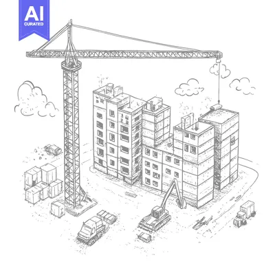 Popular premium asset: Construction Site with Crane and Excavator Building a Multi-Story Apar