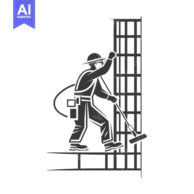 Aset premium populer: Construction Worker Applying Mortar on Scaffolding