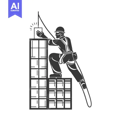 Construction Worker Ascending a Scaffolding Structure