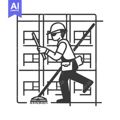 Popular premium asset: Construction Worker Cleaning Up Debris With a Broom