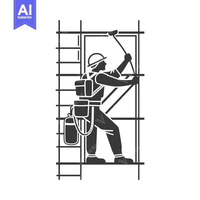 Construction Worker on Scaffolding Using a Tool