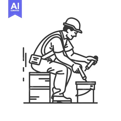 Popular premium asset: Construction worker using a caulking gun