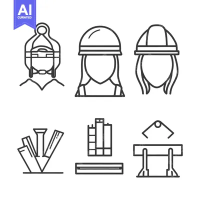 Premium design asset: A collection of construction and building industry symbols and figures