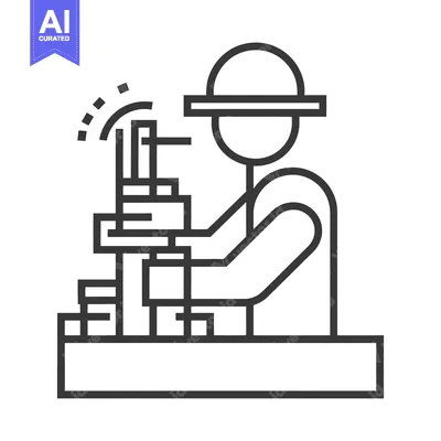 Simple Line Drawing Depicts a Person Working on Machinery