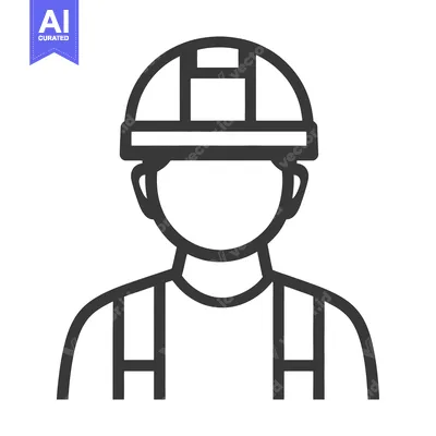 Aset premium populer: An Illustrated Frontal View of a Construction Worker