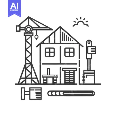 Aset desain premium: Construction site image showing home under development and building cr