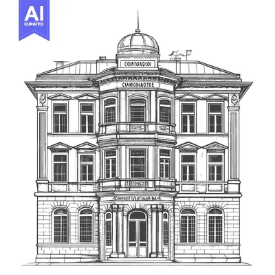 Aset premium populer: Elegant Classical Building Architectural Drawing