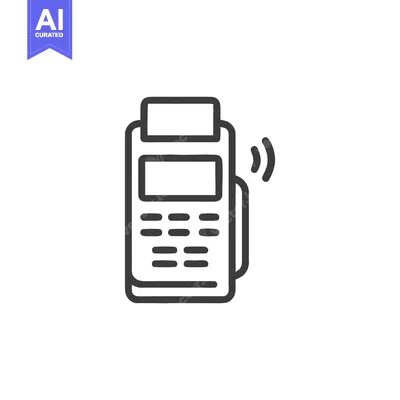 Popular premium asset: Minimalist POS Terminal Icon with Contactless Payment Symbol on White
