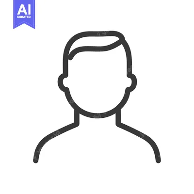 Aset premium populer: An outlined illustration of a person with short hair and shoulders