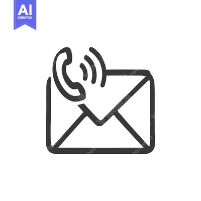 Aset desain premium: Hand-Drawn Contact Icon: Envelope with Phone Call Symbol on White