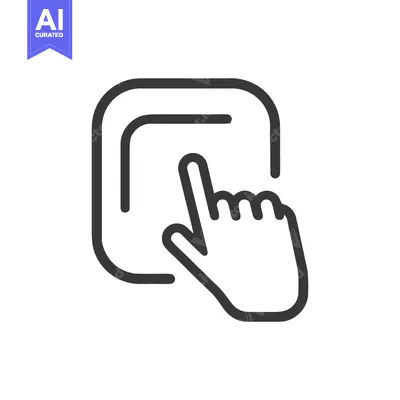 Aset desain premium: Finger Tapping Icon: Minimalist Line Art for Interface Interaction