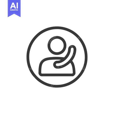 Aset desain premium: Minimalist Waving Person Icon in Circle, Outline Style, Simple Design
