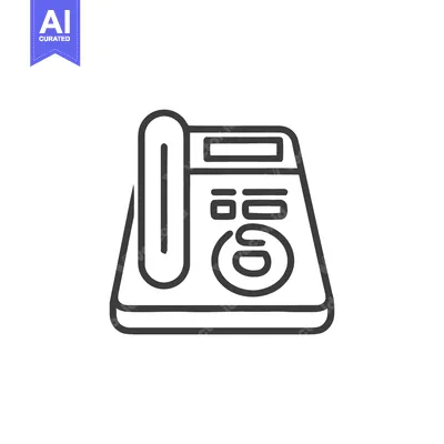Aset premium populer: Minimalist Line Art: Corded Phone Icon on White Background