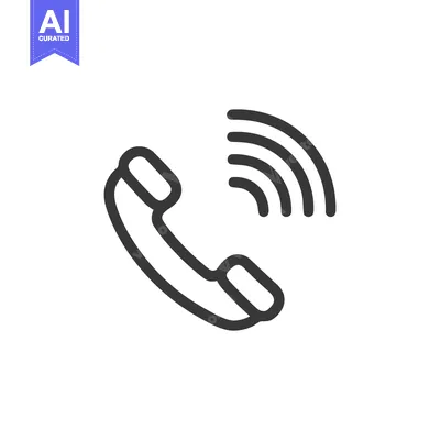 Aset premium populer: Ringing Phone Icon: Simple Line Art Communication Symbol on White