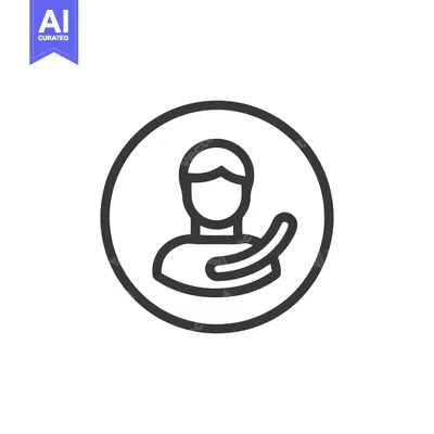 Aset desain premium: Minimalist Line Art: Person Offering Help Within Circle