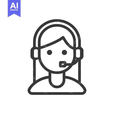 Aset desain premium: A simple outlined illustration of a customer service representative