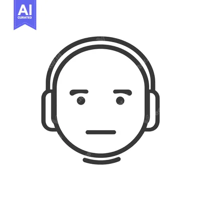 Aset premium populer: Simple illustration of a person wearing headphones and appearing neutr