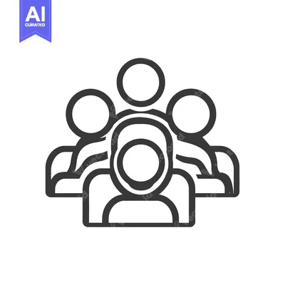 Aset desain premium: A simple black outline image of a group of people