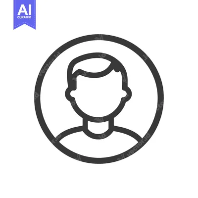 Aset premium populer: Simplified outline of a person contained within a circle frame