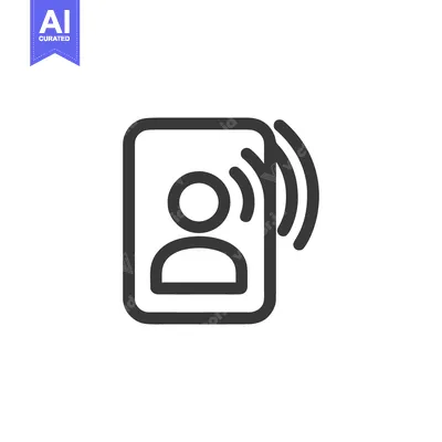Aset premium populer: Digital Identity Card Icon with Wireless Signal, Minimalist Line Art