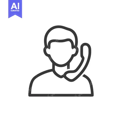 Aset desain premium: Minimalist Line Art: Customer Service Agent with Headset Icon on White